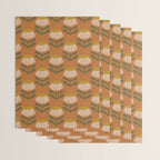 Retro Floral Burnt Orange - Mid Century Modern Daisy Wrapping Paper Gallery Image 3