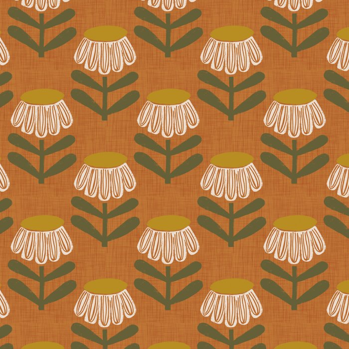 Retro Floral Burnt Orange - Mid Century Modern Daisy Coffee Mug Gallery Image 2