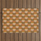 Retro Floral Burnt Orange - Mid Century Modern Daisy Outdoor Rug Gallery Image 1