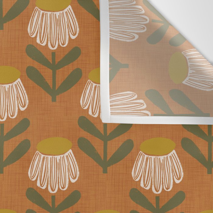 Retro Floral Burnt Orange - Mid Century Modern Daisy Wall Tapestry Gallery Image 3