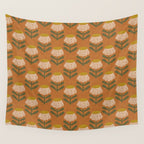 Retro Floral Burnt Orange - Mid Century Modern Daisy Wall Tapestry Gallery Image 4