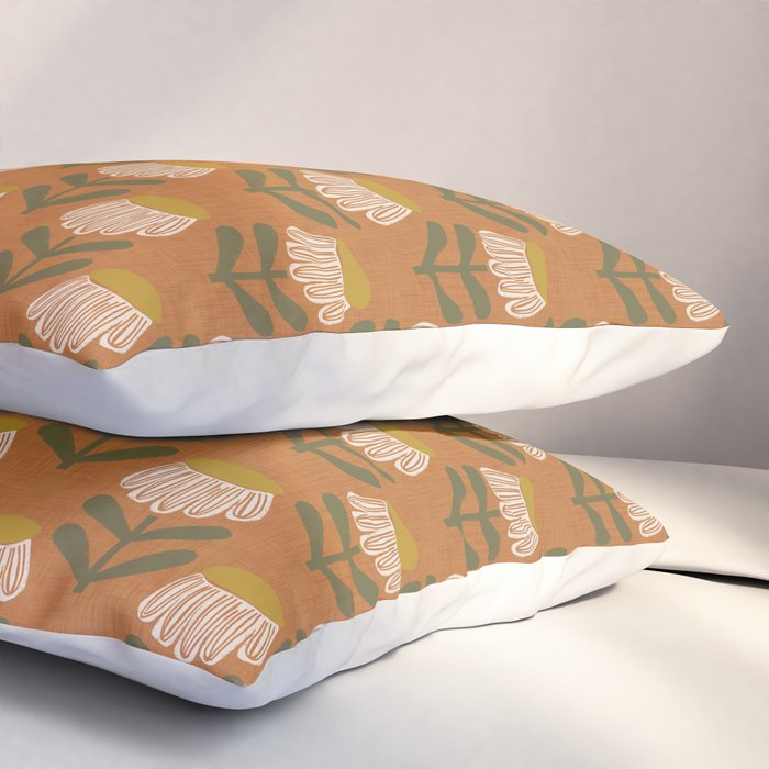 Retro Floral Burnt Orange - Mid Century Modern Daisy Pillow Sham Gallery Image 3