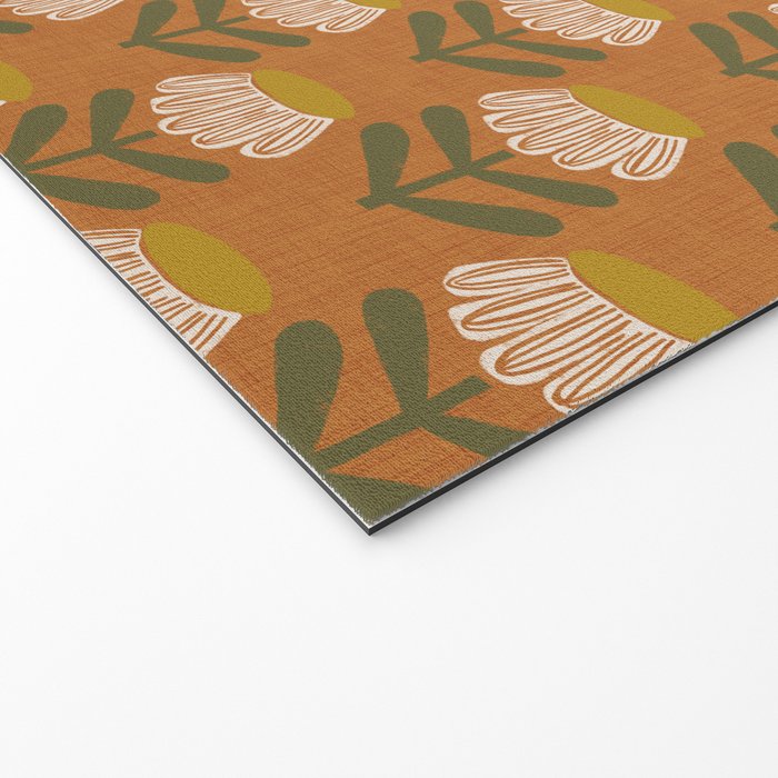 Retro Floral Burnt Orange - Mid Century Modern Daisy Welcome Mat Gallery Image 2