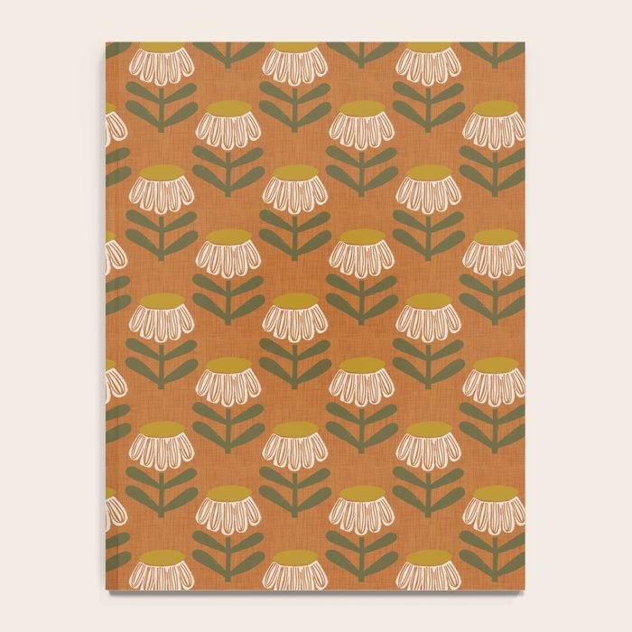 Retro Floral Burnt Orange - Mid Century Modern Daisy Notebook Gallery Image 4