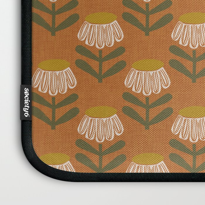 Retro Floral Burnt Orange - Mid Century Modern Daisy Laptop Sleeve Gallery Image 3