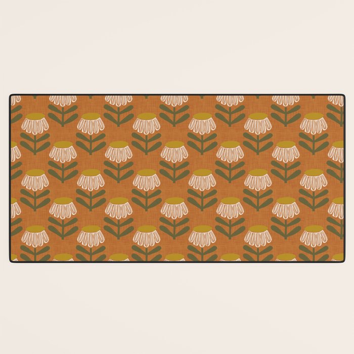 Retro Floral Burnt Orange - Mid Century Modern Daisy Desk Mat Gallery Image 3