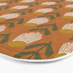 Retro Floral Burnt Orange - Mid Century Modern Daisy Bath Mat Gallery Image 3
