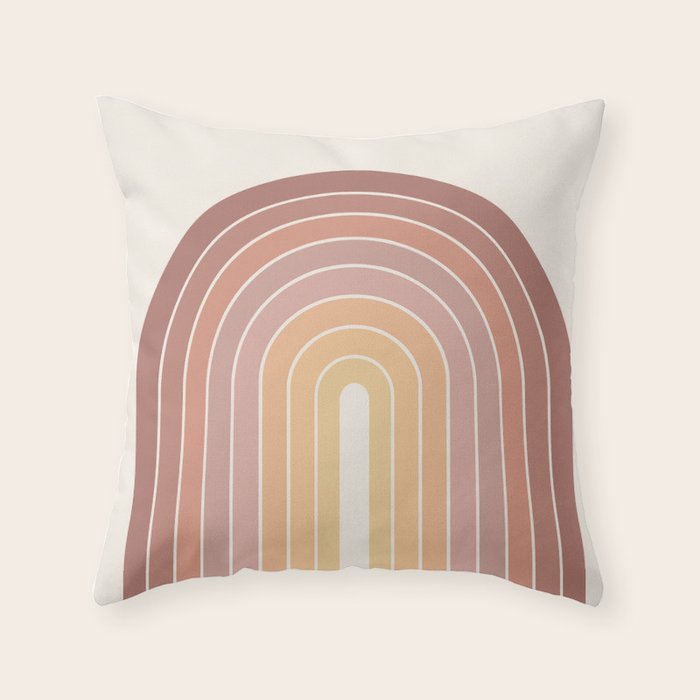 Gradient Arch VII Earthy Pastel Mid Century Modern Rainbow Throw Pillow Gallery Image 6