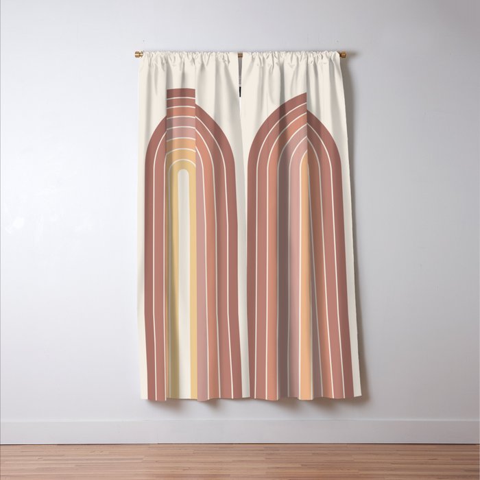 Gradient Arch VII Earthy Pastel Mid Century Modern Rainbow Window Curtain Gallery Image 3