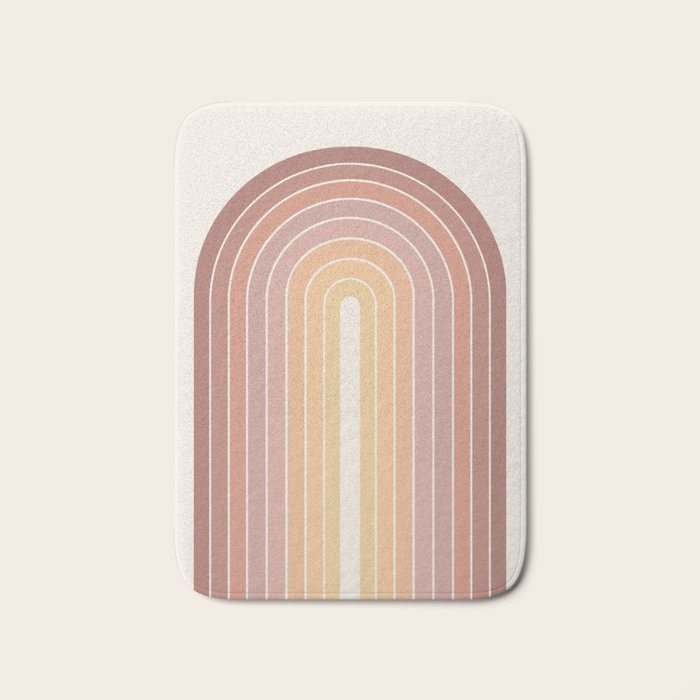 Gradient Arch VII Earthy Pastel Mid Century Modern Rainbow Bath Mat Gallery Image 1