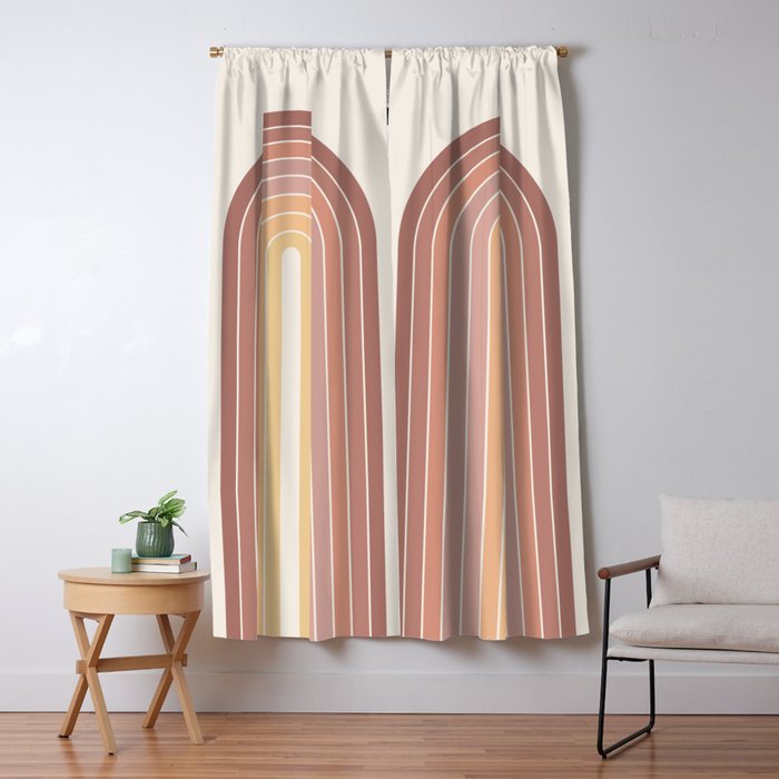 Gradient Arch VII Earthy Pastel Mid Century Modern Rainbow Window Curtain Gallery Image 1