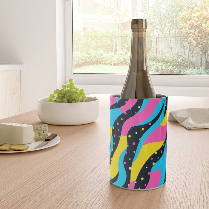 Colorful retro neon wave art pattern Wine Chiller Gallery Image 4