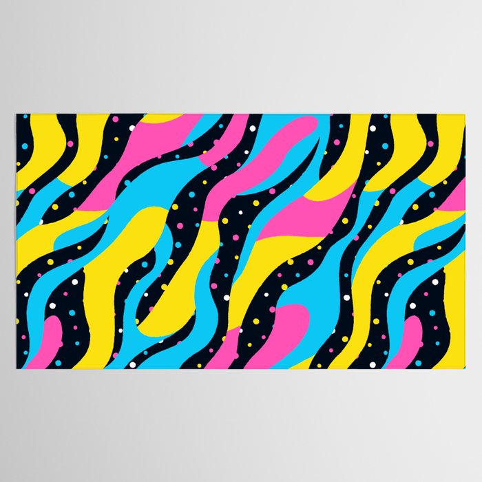 Colorful retro neon wave art pattern Tablecloth Gallery Image 2