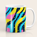 Colorful retro neon wave art pattern Coffee Mug Gallery Image 1