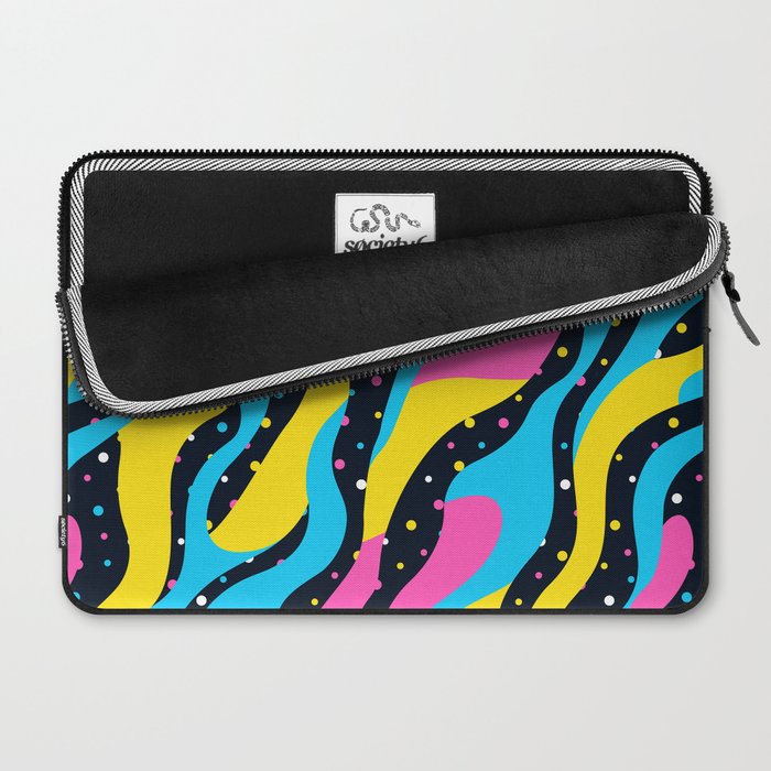 Colorful retro neon wave art pattern Laptop Sleeve Gallery Image 2