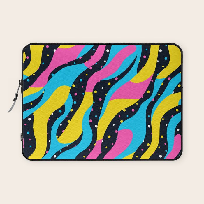 Colorful retro neon wave art pattern Laptop Sleeve Gallery Image 1