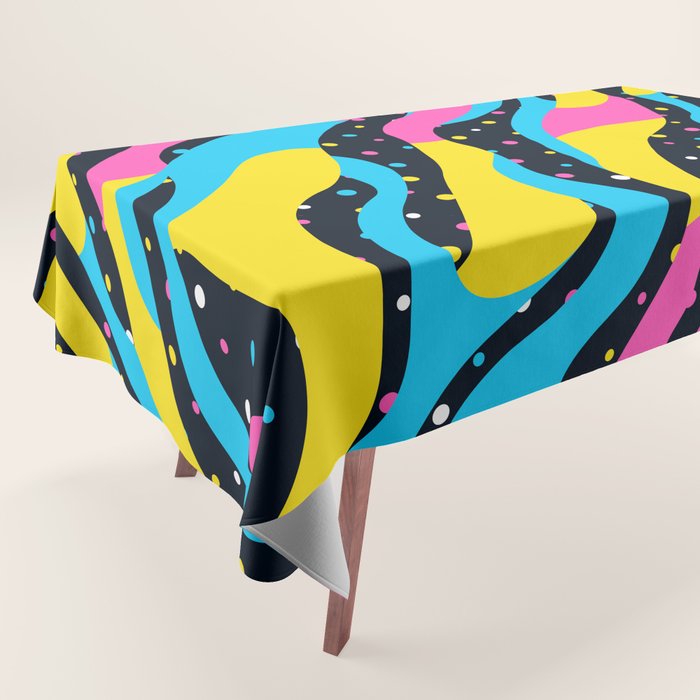 Colorful retro neon wave art pattern Tablecloth Gallery Image 1