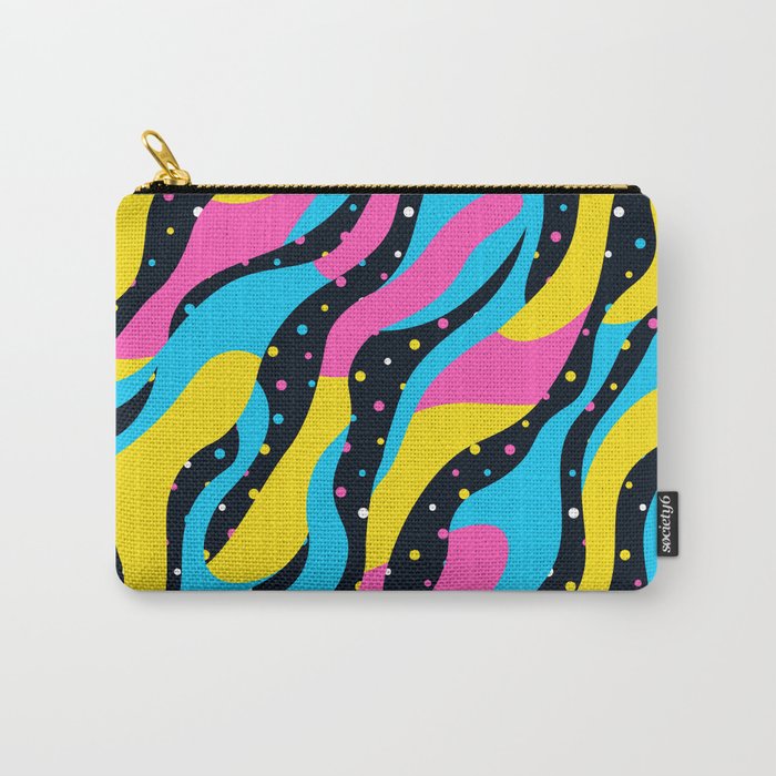Colorful retro neon wave art pattern Carry All Pouch Gallery Image 1