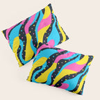 Colorful retro neon wave art pattern Pillow Sham Gallery Image 3