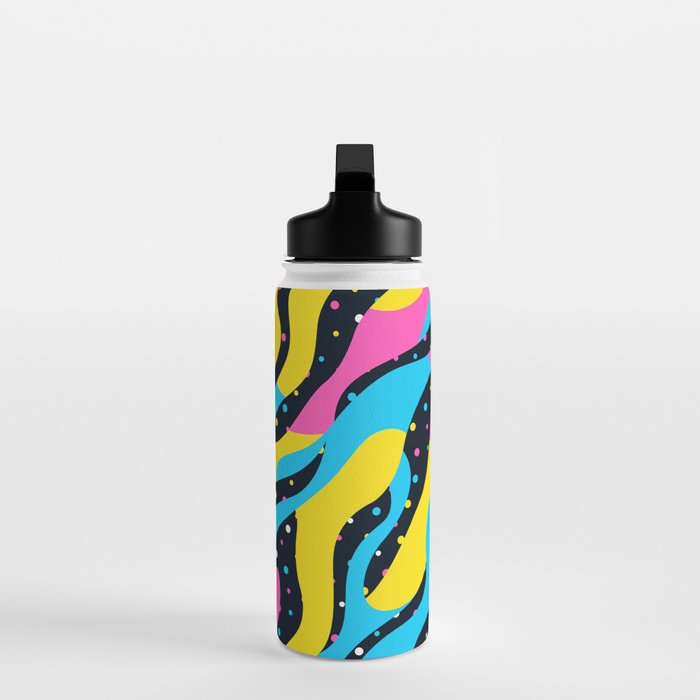 Colorful retro neon wave art pattern Water Bottle Gallery Image 3