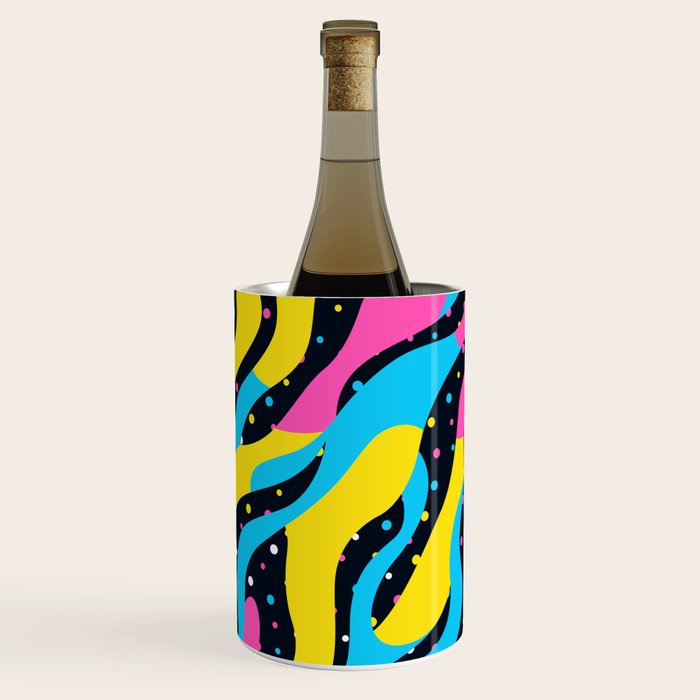 Colorful retro neon wave art pattern Wine Chiller Gallery Image 2