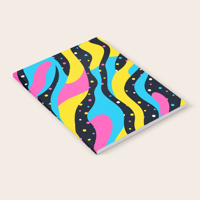 Colorful retro neon wave art pattern Notebook Gallery Image 2