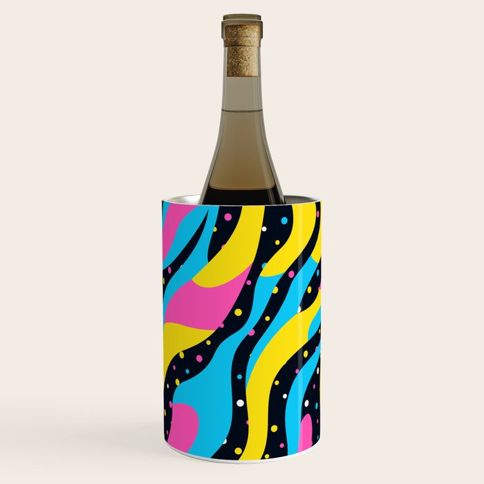 Colorful retro neon wave art pattern Wine Chiller Gallery Image 3