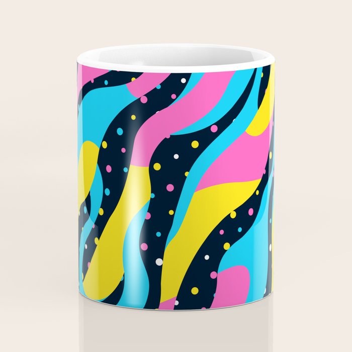 Colorful retro neon wave art pattern Coffee Mug Gallery Image 4