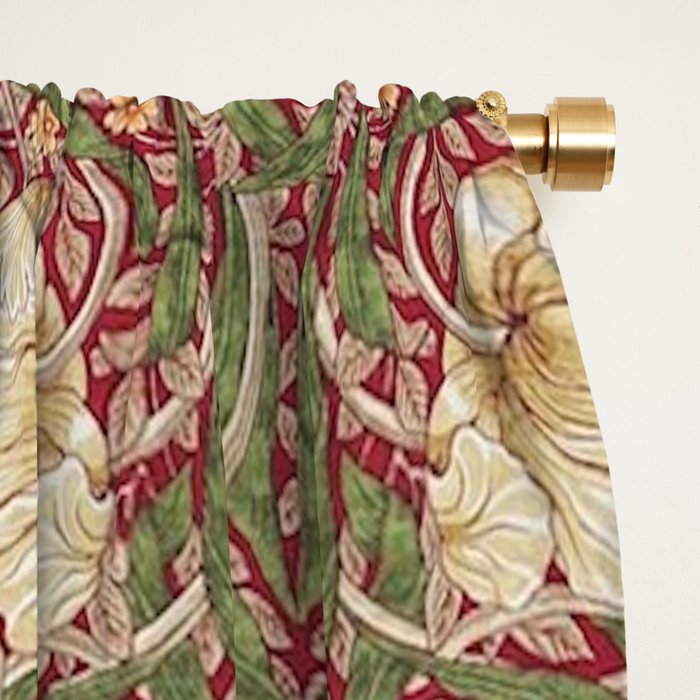 William Morris Vintage Pimpernel Red Thyme Window Curtain Gallery Image 2