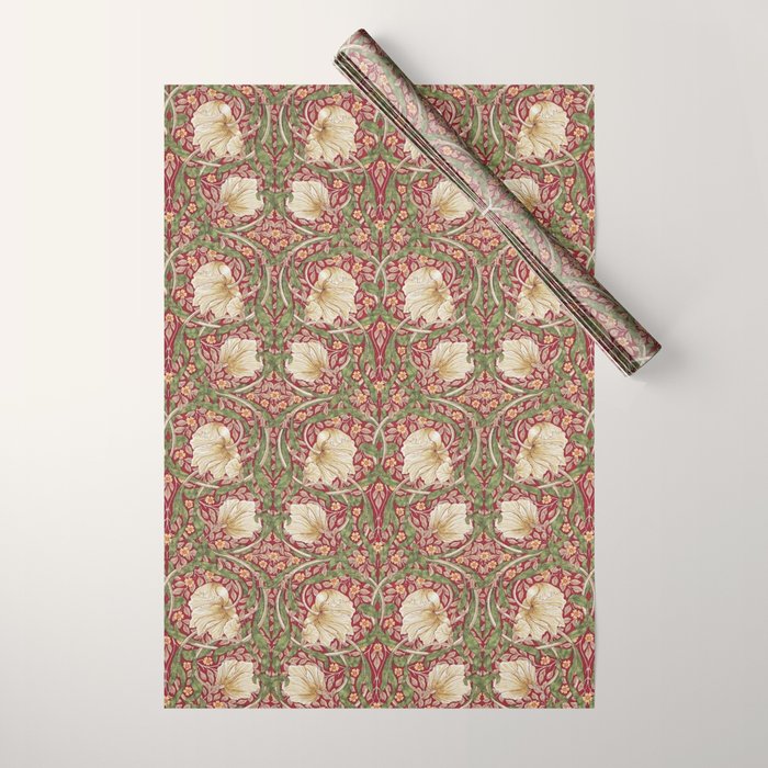 William Morris Vintage Pimpernel Red Thyme Wrapping Paper Gallery Image 1