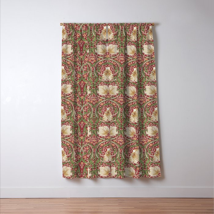William Morris Vintage Pimpernel Red Thyme Window Curtain Gallery Image 3
