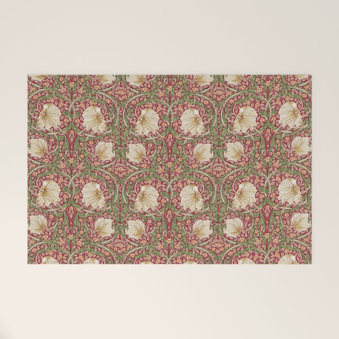 William Morris Vintage Pimpernel Red Thyme Welcome Mat Gallery Image 1