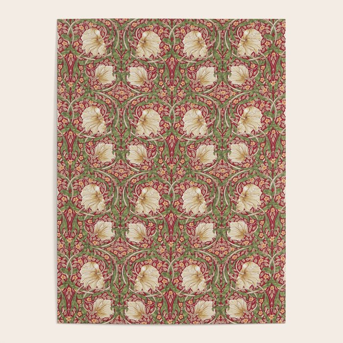 William Morris Vintage Pimpernel Red Thyme Poster Gallery Image 1
