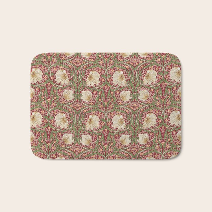 William Morris Vintage Pimpernel Red Thyme Bath Mat Gallery Image 1