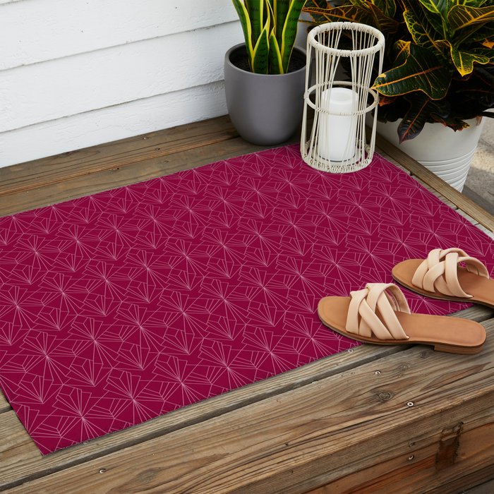Art Deco in Raspberry Pink Outdoor Rug Gallery Image 2