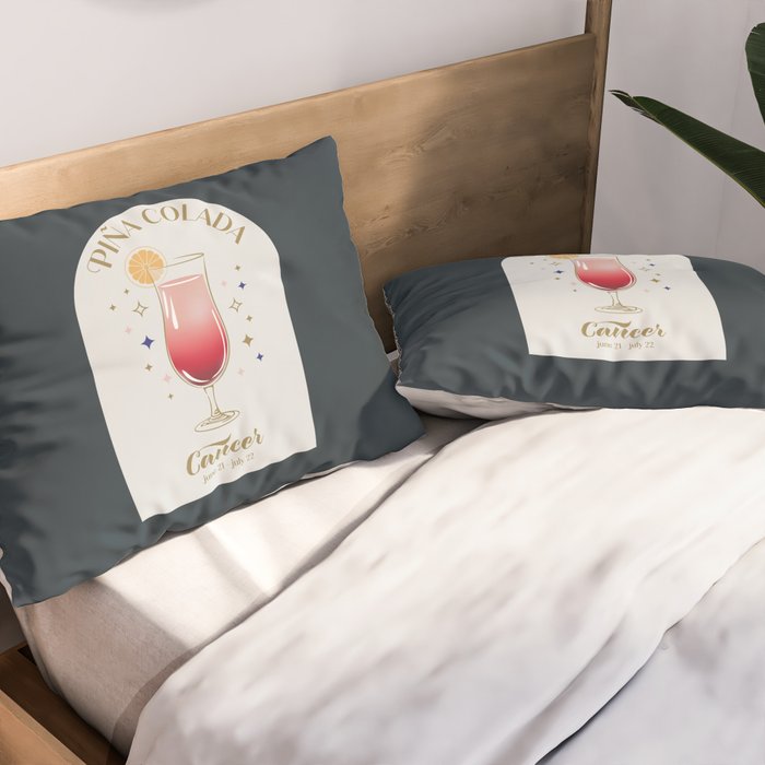 Pina Colada Cocktail Zodiac Sign Pillow Sham Gallery Image 2