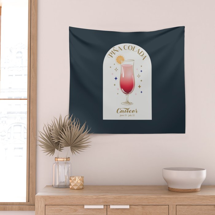 Pina Colada Cocktail Zodiac Sign Wall Tapestry Gallery Image 2