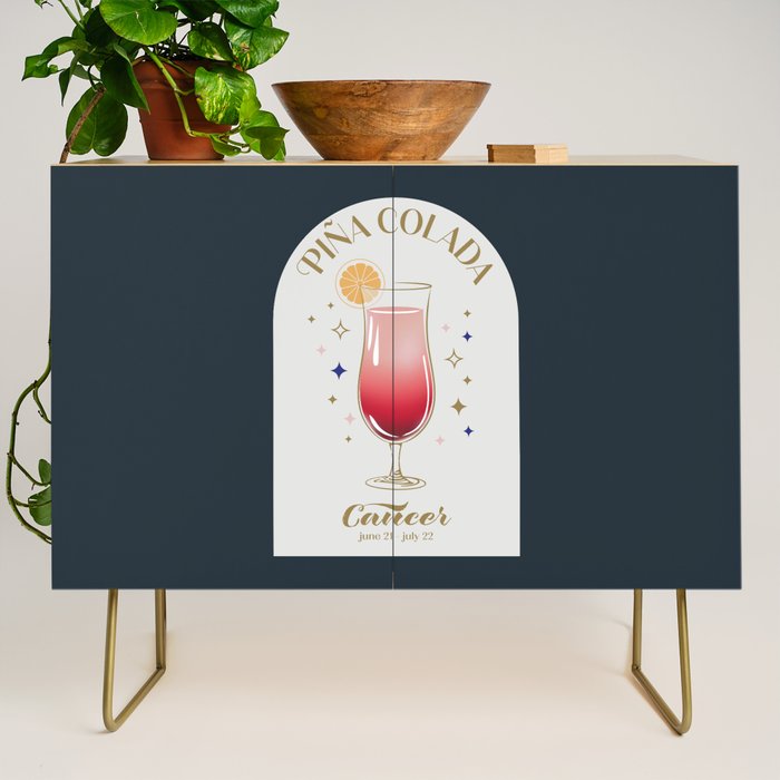 Pina Colada Cocktail Zodiac Sign Credenza Gallery Image 1