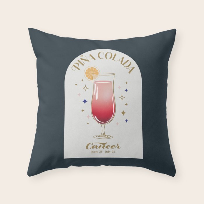 Pina Colada Cocktail Zodiac Sign Throw Pillow Gallery Image 6