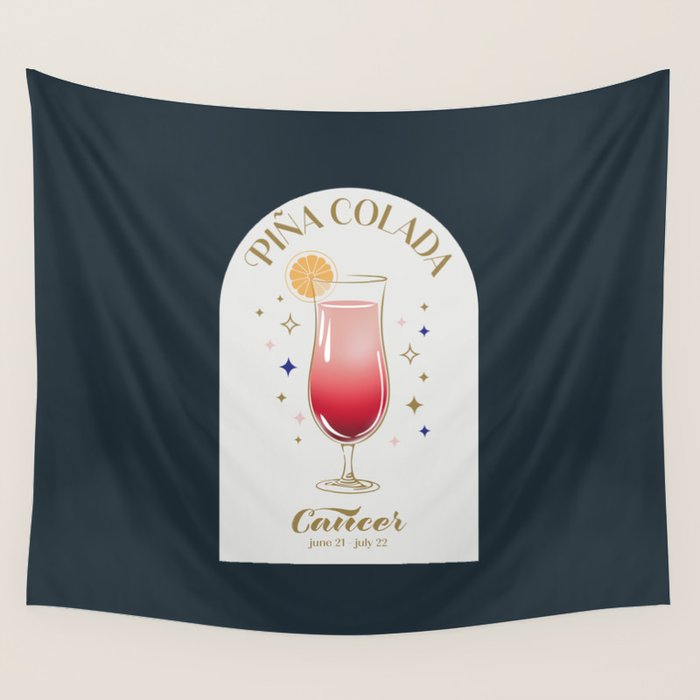 Pina Colada Cocktail Zodiac Sign Wall Tapestry Gallery Image 4