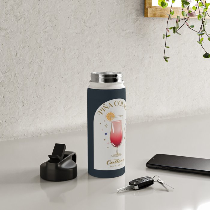 Pina Colada Cocktail Zodiac Sign Water Bottle Gallery Image 4