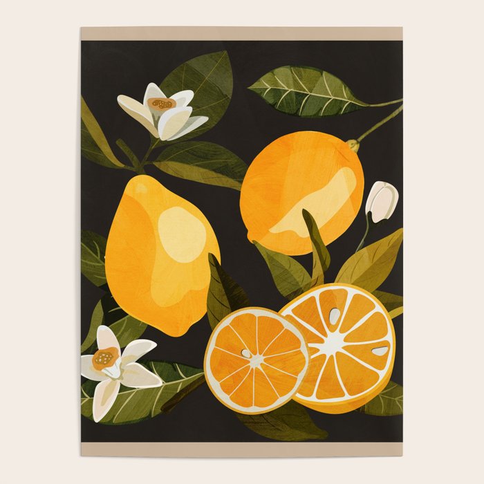 Lemons Botanical Art 1 Poster Gallery Image 1