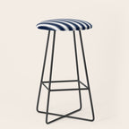 Nautical Navy Blue and White Rough Stripes Vertical Pattern Stool Gallery Image 1
