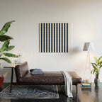 Nautical Navy Blue and White Rough Stripes Vertical Pattern Wood Wall Art Gallery Image 2