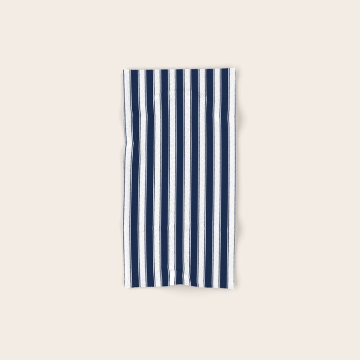 Nautical Navy Blue and White Rough Stripes Vertical Pattern Bath Towel Gallery Image 1