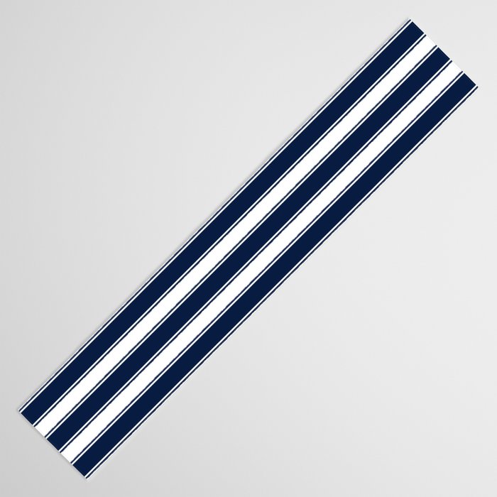 Nautical Navy Blue and White Rough Stripes Vertical Pattern Table Runner Gallery Image 3