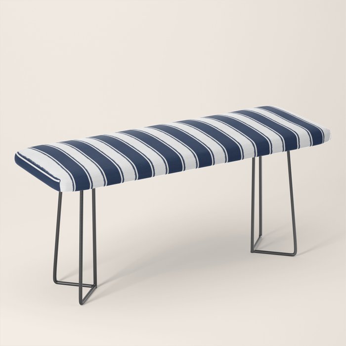 Nautical Navy Blue and White Rough Stripes Vertical Pattern Bench Gallery Image 1