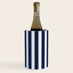 Nautical Navy Blue and White Rough Stripes Vertical Pattern Wine Chiller Gallery Image 2