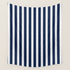 Nautical Navy Blue and White Rough Stripes Vertical Pattern Wall Tapestry Gallery Image 4