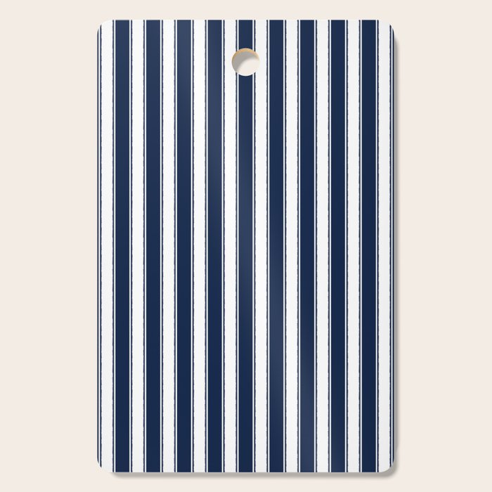 Nautical Navy Blue and White Rough Stripes Vertical Pattern Cutting Board Gallery Image 1